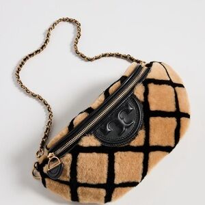 Tory Burch Fleming Shearling Crossbody Belt Bag